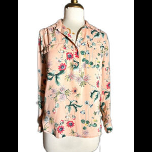 Ann Taylor Petite Floral Blouse Size PXS Modern English Garden Soft Feminine Top
